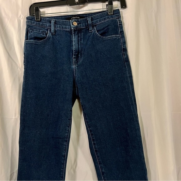 Womens jeans 25 dark blue Jo lo brand ruby crop flare hem flourish high rise - Picture 6 of 14